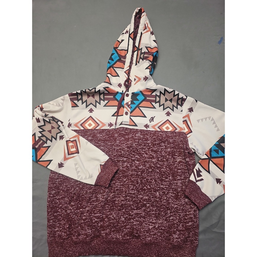 Hooey "Mens Sixe XL"  Aztec Brown Multicolor Hooded Pullover Hoodie